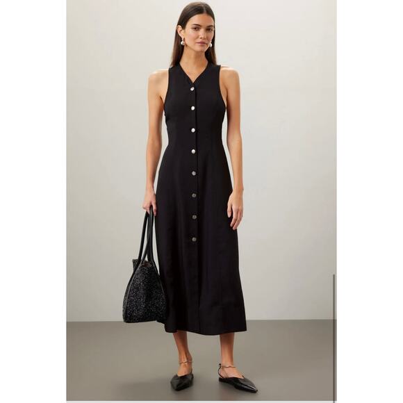 Proenza Schouler White Label Rumbled Button Front black Dress size 8 - Picture 1 of 10